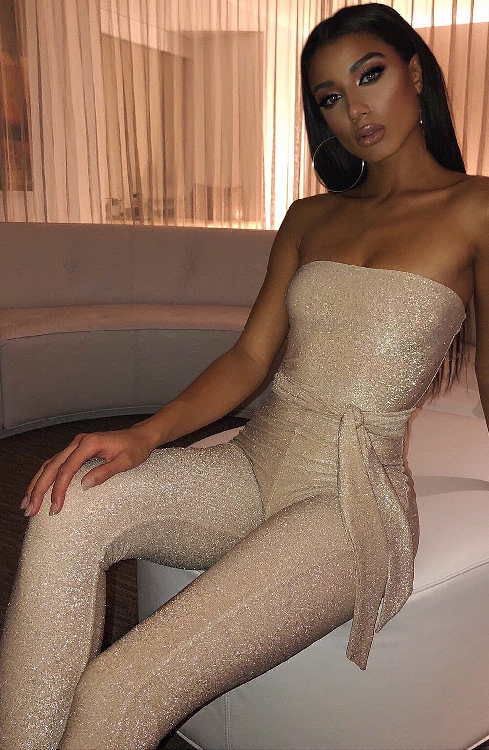 Kylia Jumpsuit - Gold Sparkle sold by Babyboo Fashion