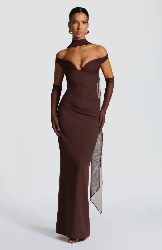 Abigail Maxi Dress - Plum Brown sold by Babyboo Fashion