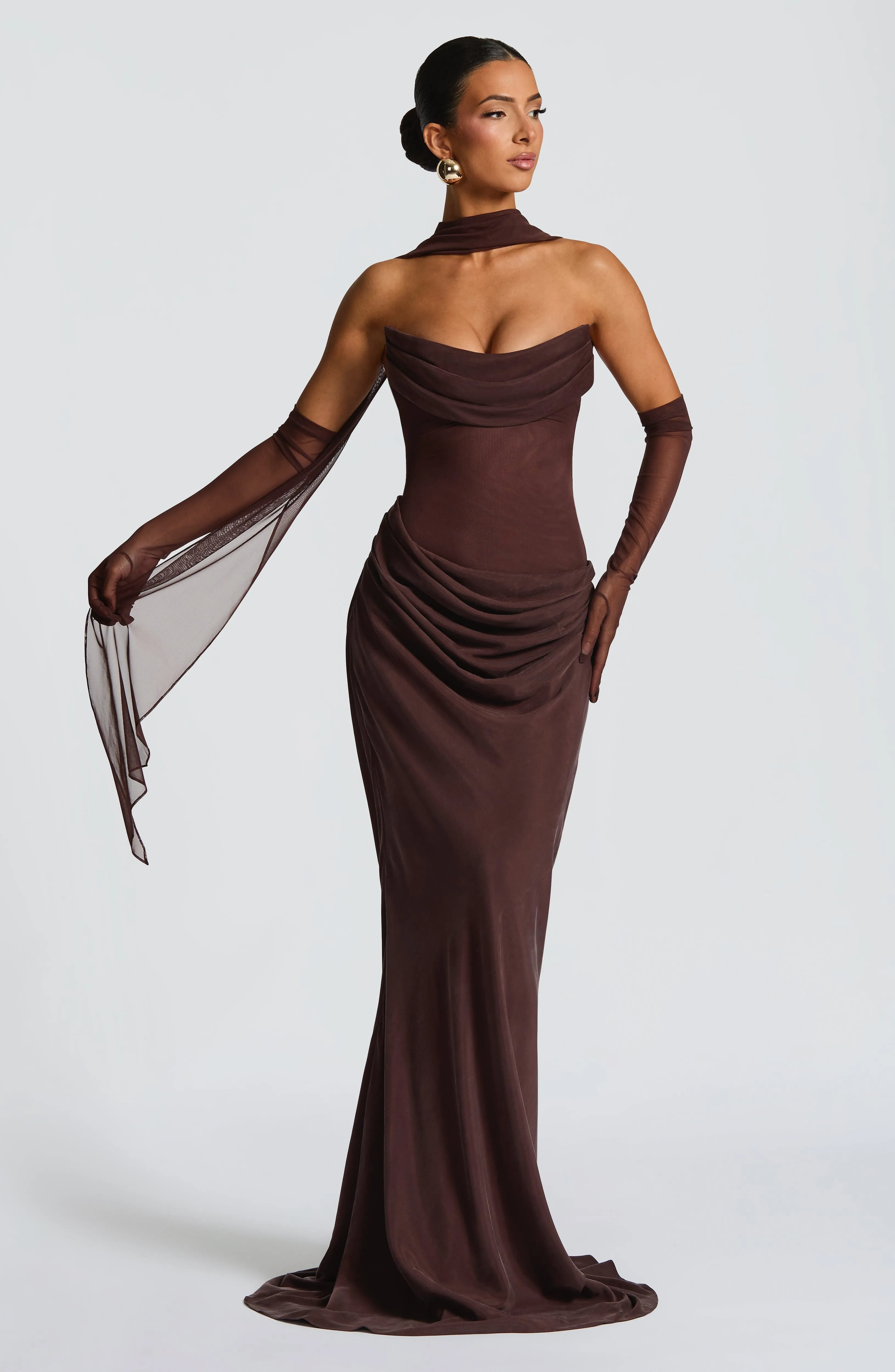 Liora Maxi Dress - Plum Brown sold by Babyboo Fashion