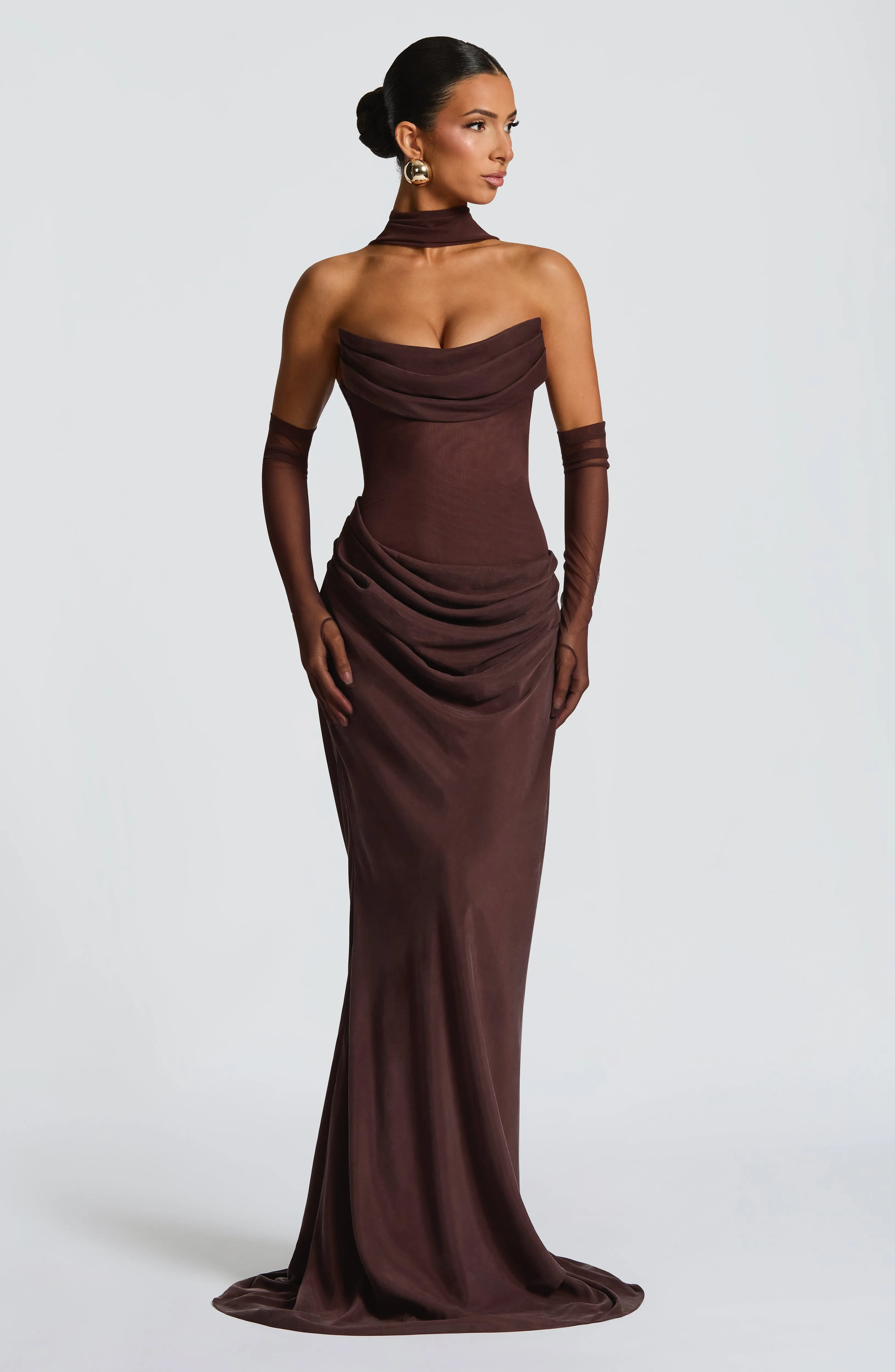 Liora Maxi Dress - Plum Brown sold by Babyboo Fashion product image thumbnail 3