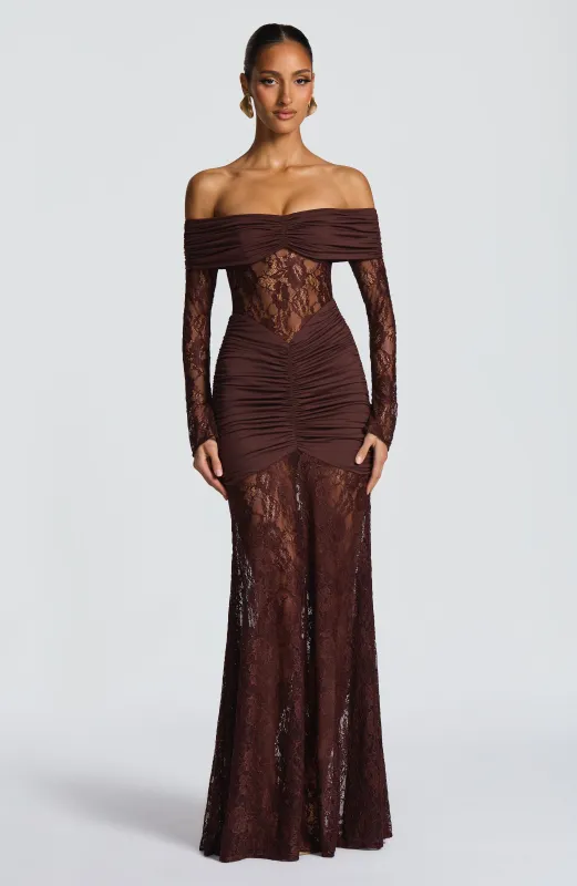 Sauline Maxi Dress - Plum Brown sold by Babyboo Fashion