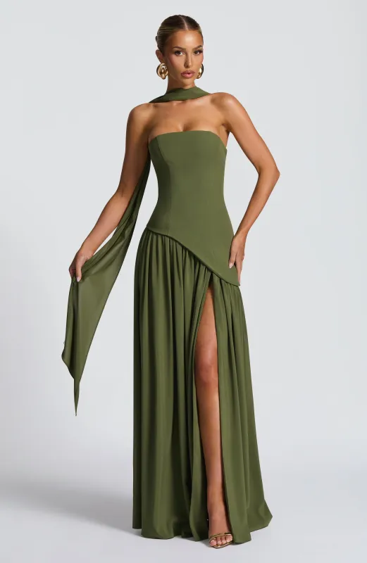 Maliyah Maxi Dress - Khaki sold by Babyboo Fashion