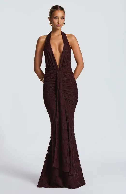 Guinevere Maxi Dress - Plum Brown made by LF