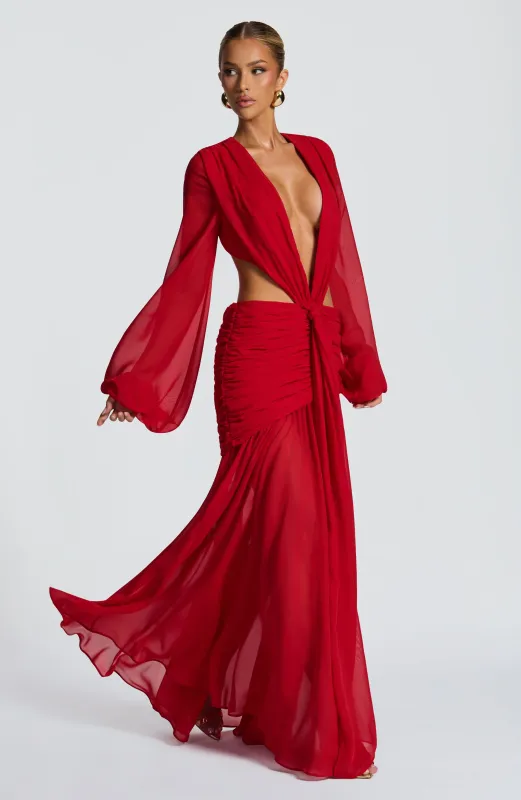 Andrina Maxi Dress - Red sold by Babyboo Fashion