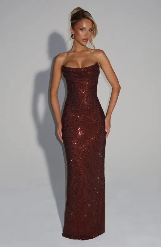 Mirabella Maxi Dress - Plum Brown sold by Babyboo Fashion