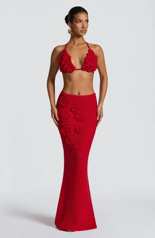 Nerida Maxi Skirt - Red sold by Babyboo Fashion