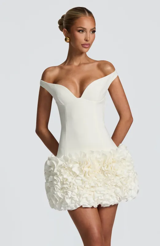 Aveta Mini Dress - Ivory sold by Babyboo Fashion