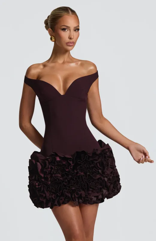 Aveta Mini Dress - Plum sold by Babyboo Fashion