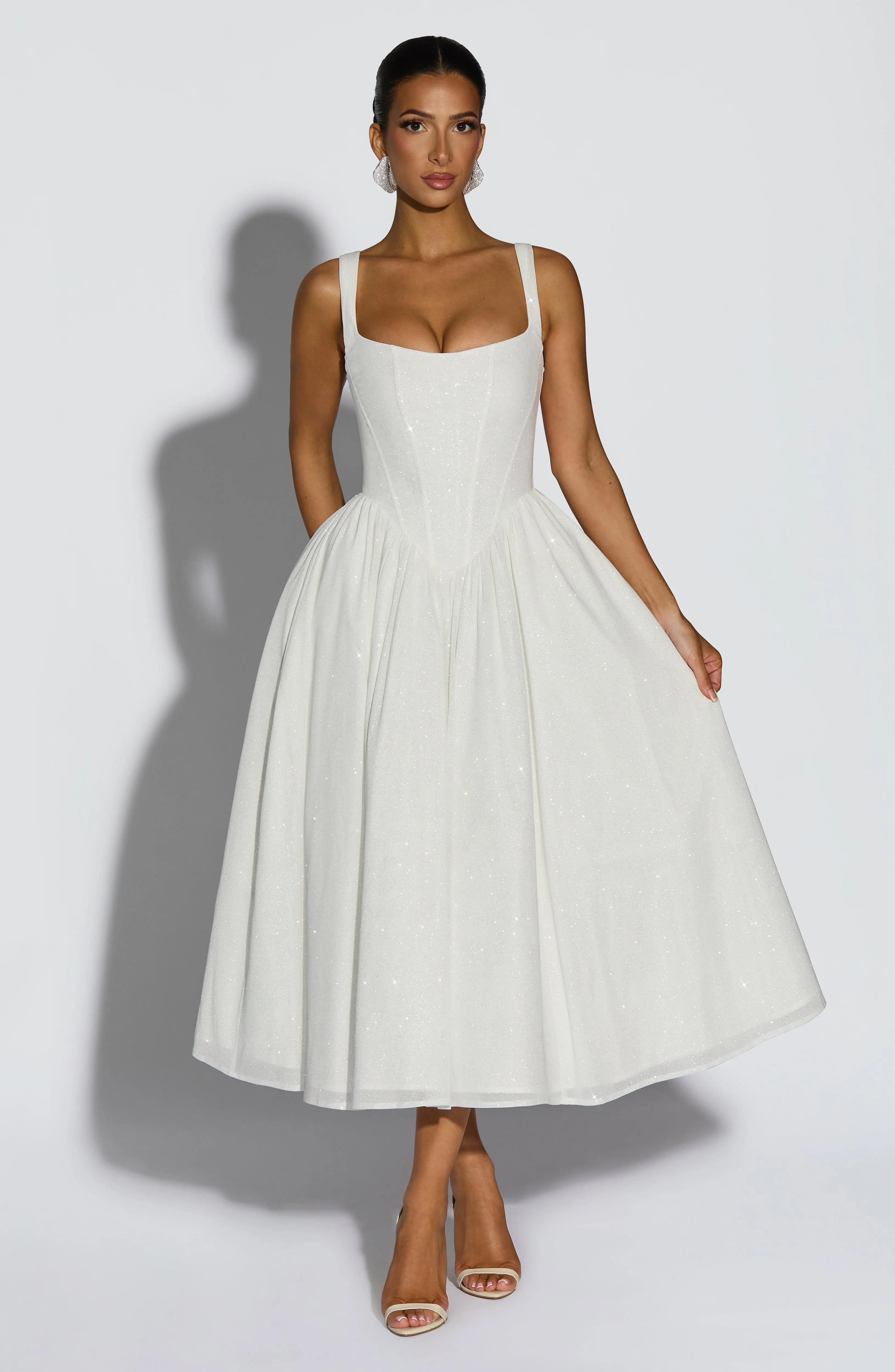 Vivienne Midi Dress - Ivory Sparkle sold by Babyboo Fashion