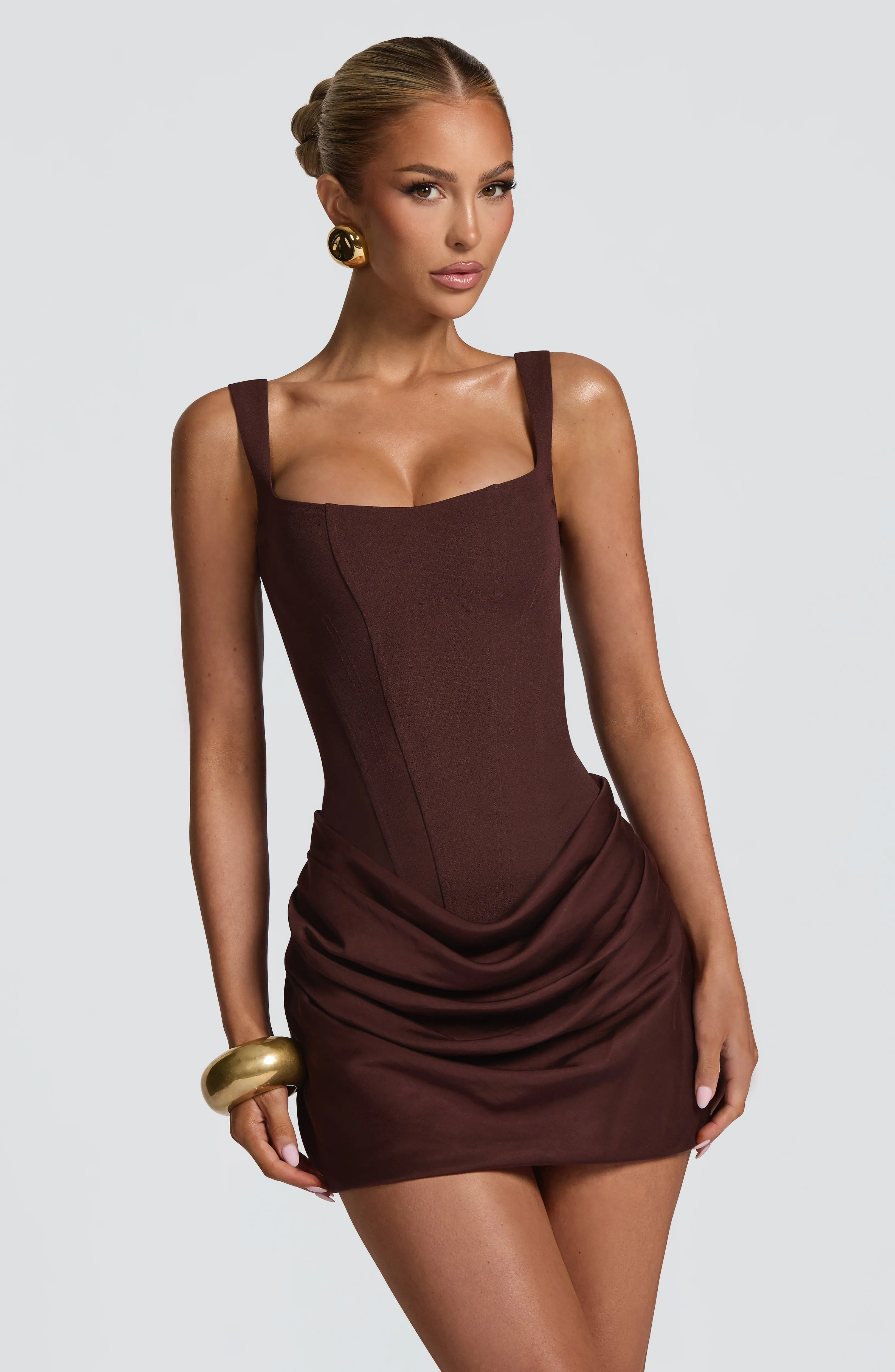 Cornelia Mini Dress - Plum Brown sold by Babyboo Fashion product image thumbnail 4