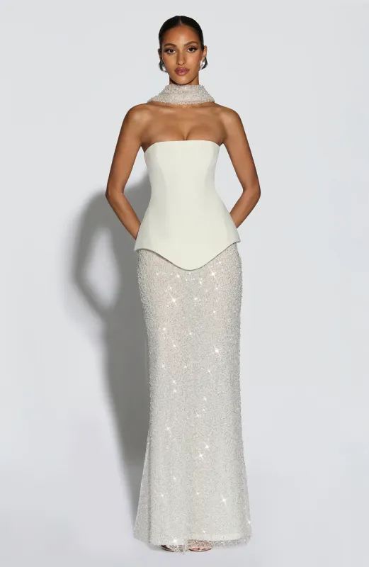 Allaire Maxi Skirt - Ivory sold by Babyboo Fashion