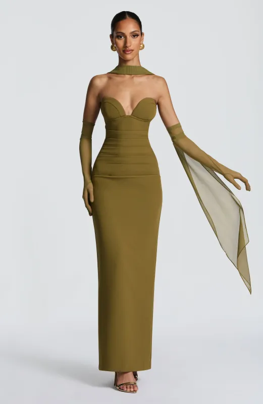 Lindsey Maxi Dress - Deep Olive sold by Babyboo Fashion