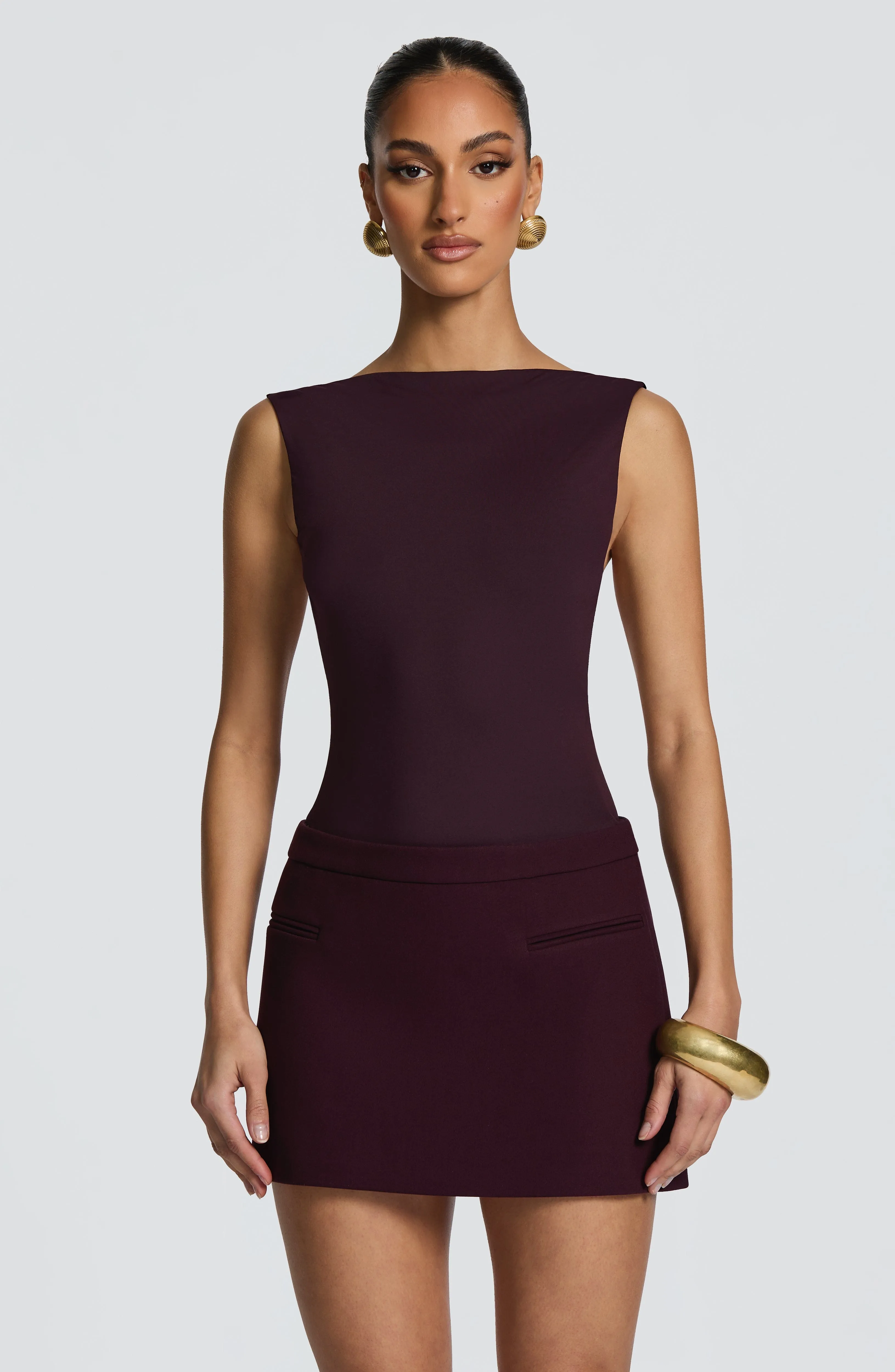 Edna Mini Skirt - Plum sold by Babyboo Fashion