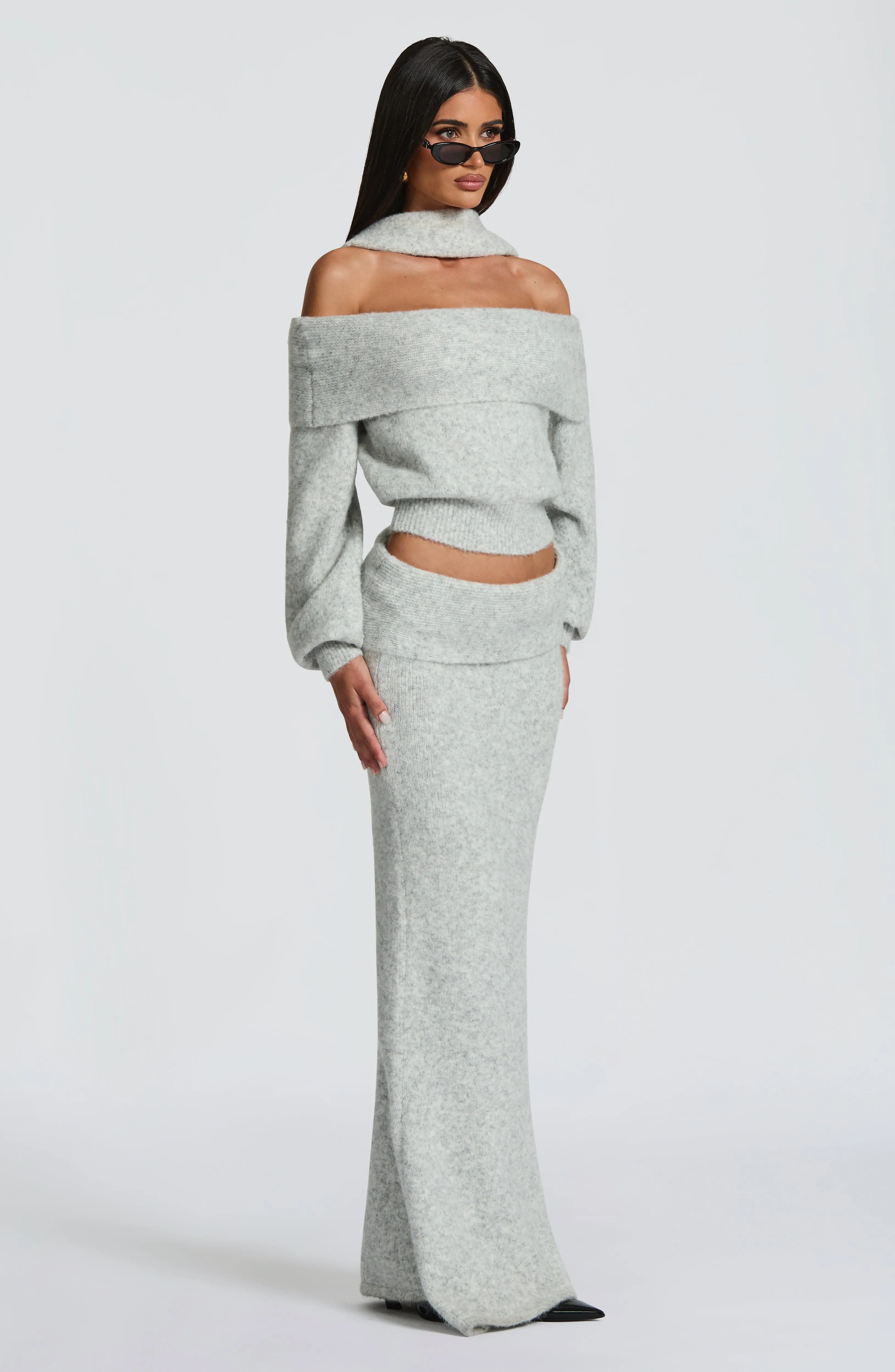 Andie Maxi Skirt - Light Grey Marl sold by Babyboo Fashion product image thumbnail 2