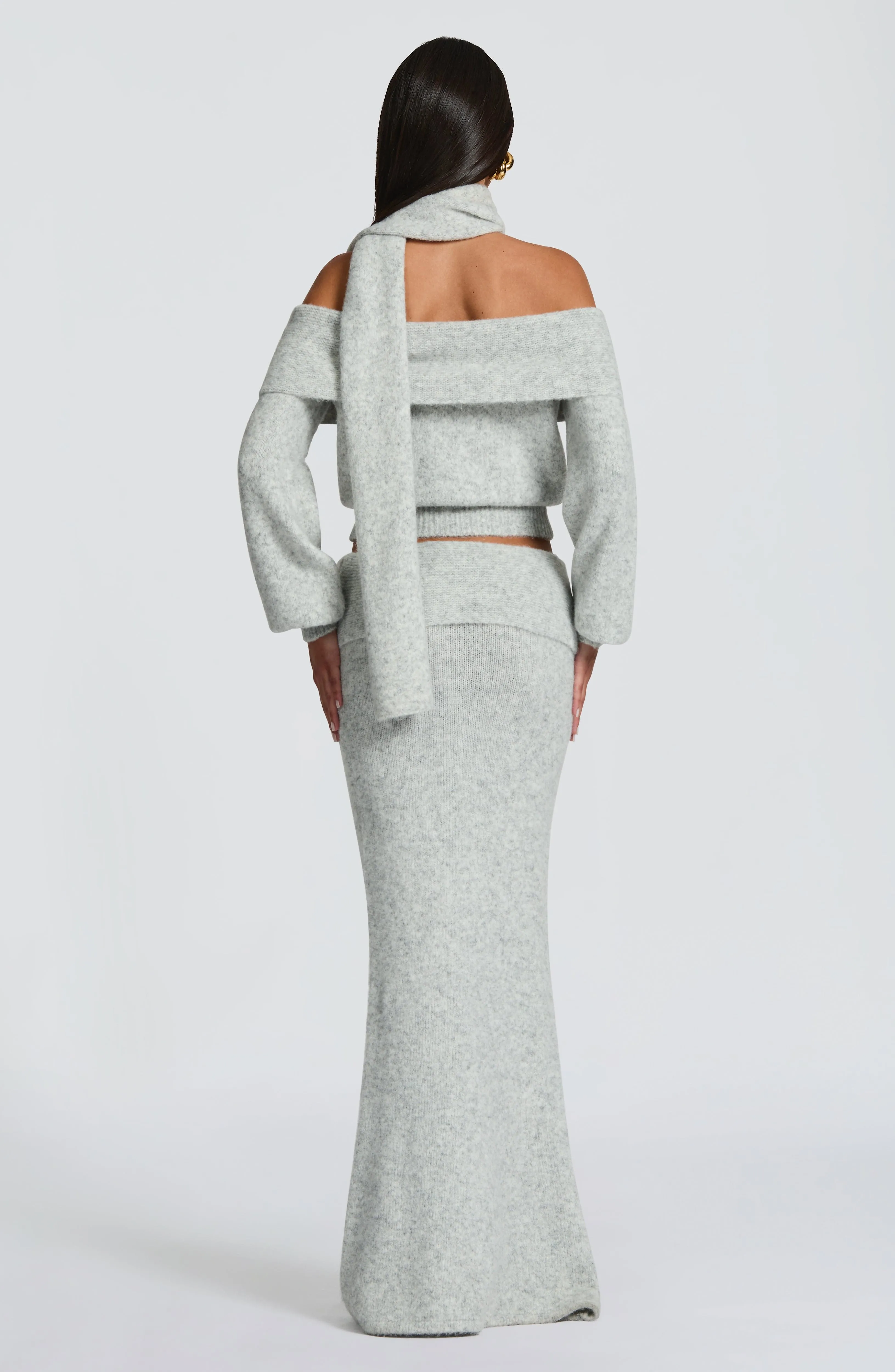 Andie Maxi Skirt - Light Grey Marl sold by Babyboo Fashion product image thumbnail 3