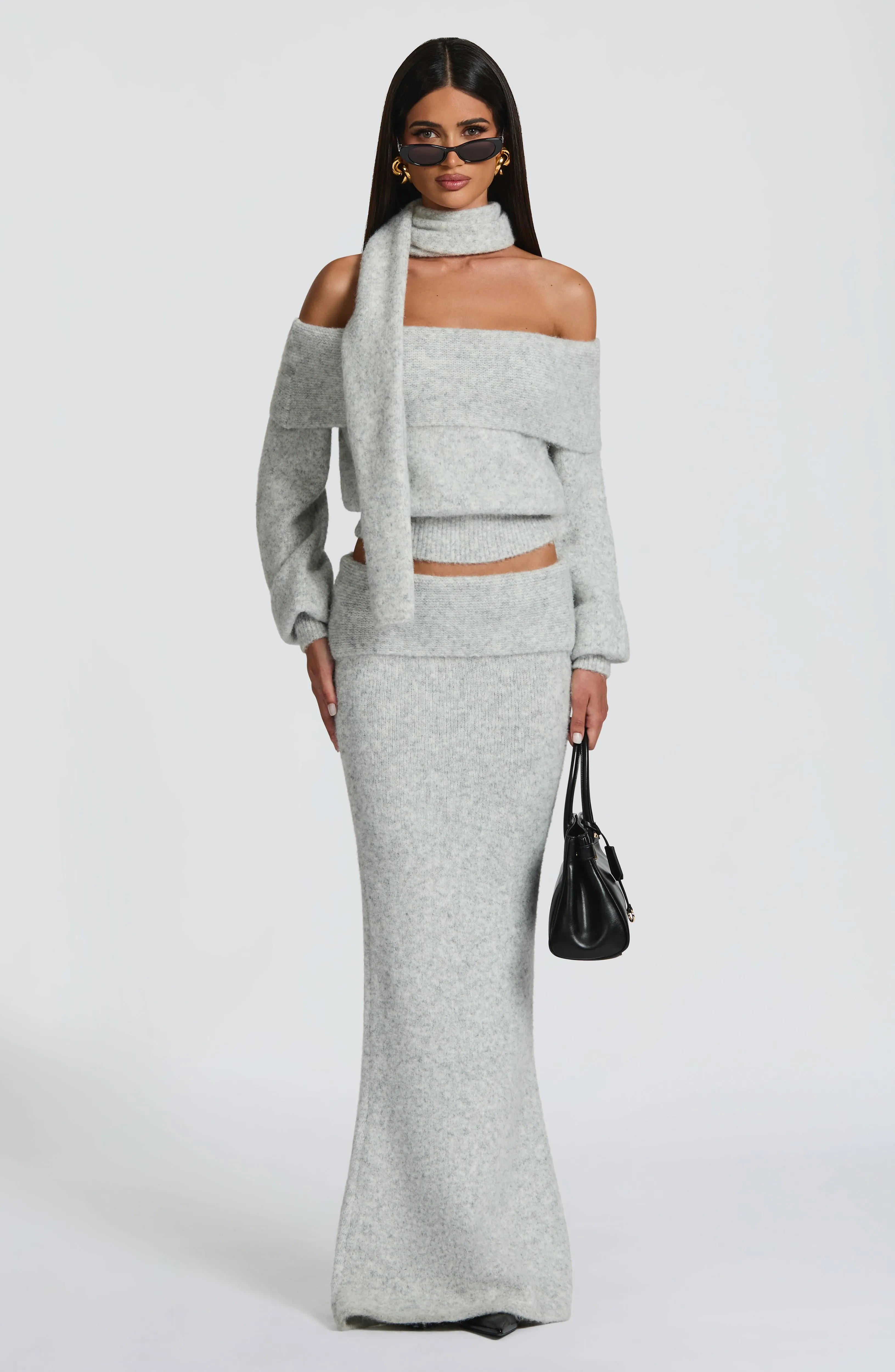 Andie Maxi Skirt - Light Grey Marl sold by Babyboo Fashion product image thumbnail 5