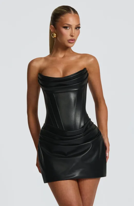 Palmer Mini Dress - Black made by Babyboo Fashion