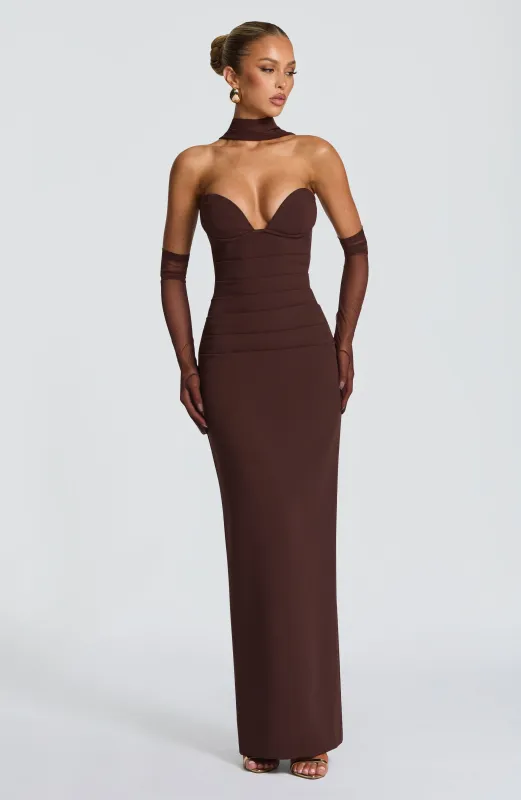 Lindsey Maxi Dress - Plum Brown sold by Babyboo Fashion