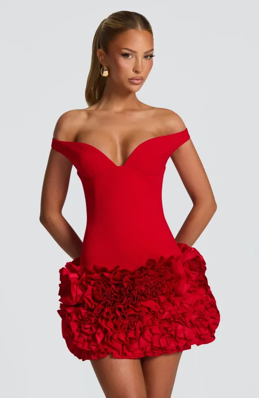 Aveta Mini Dress - Red sold by Babyboo Fashion