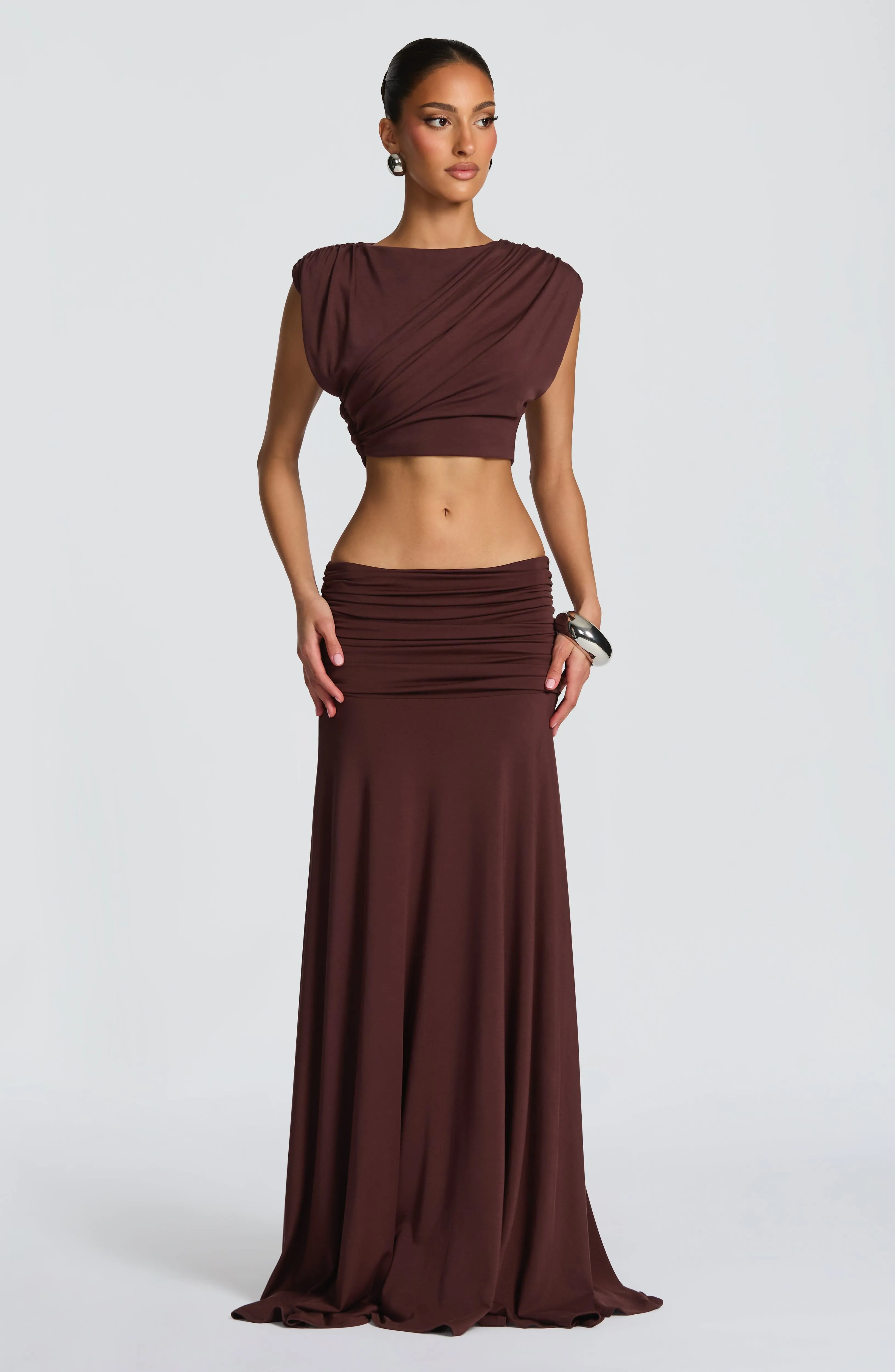 Paige Maxi Skirt - Plum Brown sold by Babyboo Fashion