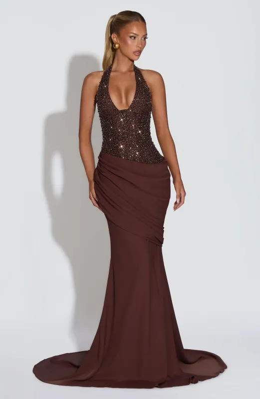 Taylor Gown - Plum Brown sold by Babyboo Fashion