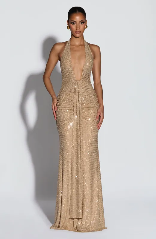 Rosetta Maxi Dress - Gold Sparkle made by LF