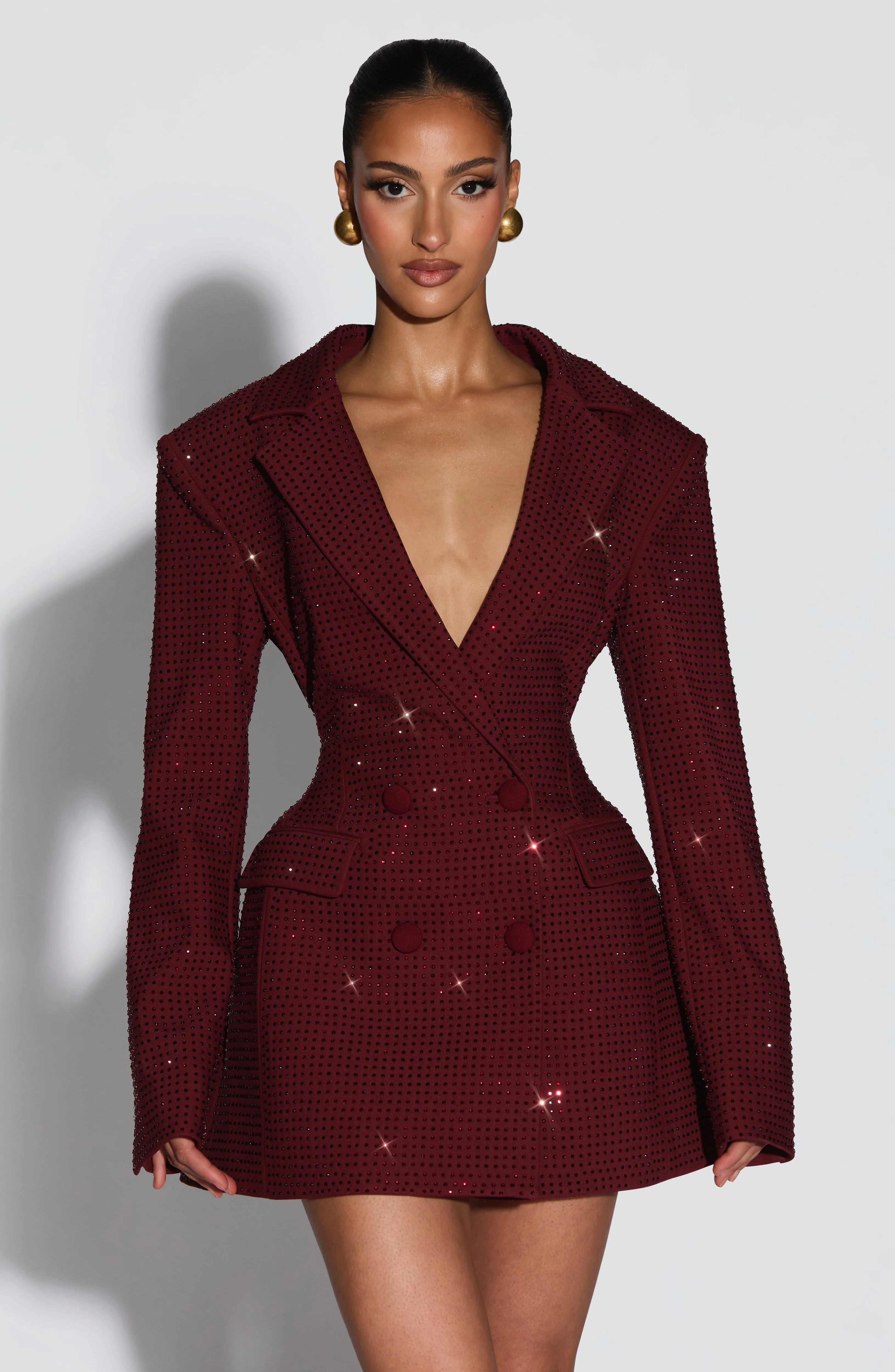 Elvira Mini Dress - Burgundy Sparkle sold by Babyboo Fashion