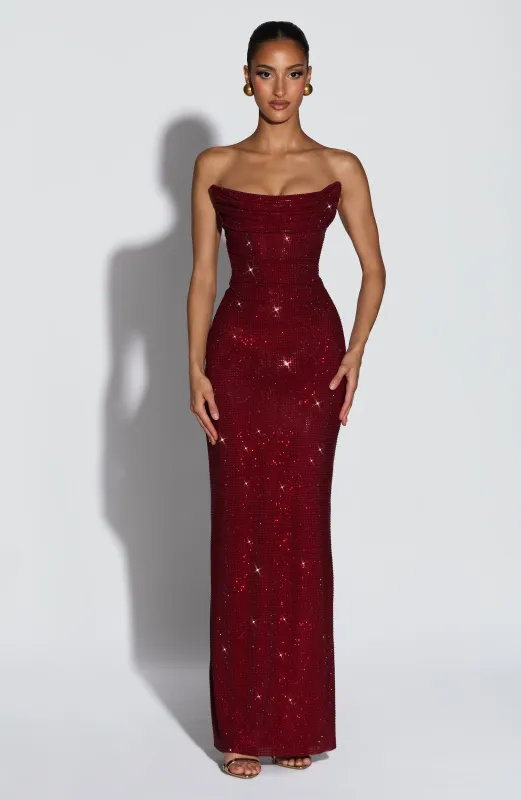 Mirabella Maxi Dress - Burgundy sold by Babyboo Fashion