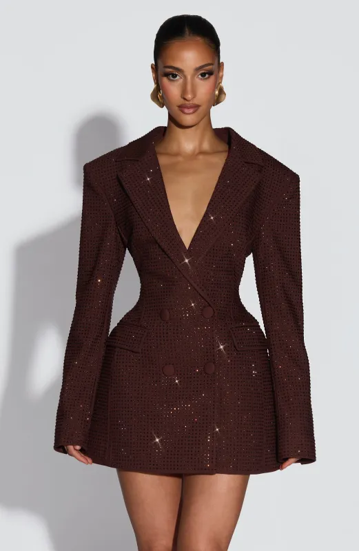 Elvira Mini Dress - Plum Brown Sparkle made by Steve Madden