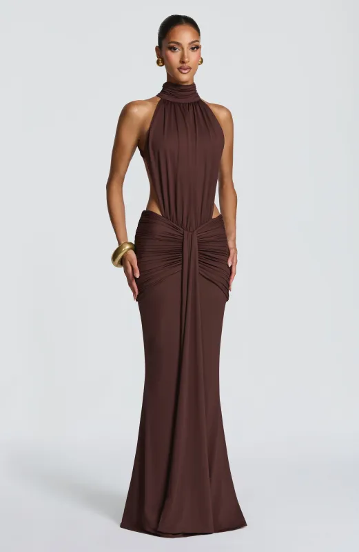 Thekla Maxi Dress - Plum Brown made by Babyboo Fashion