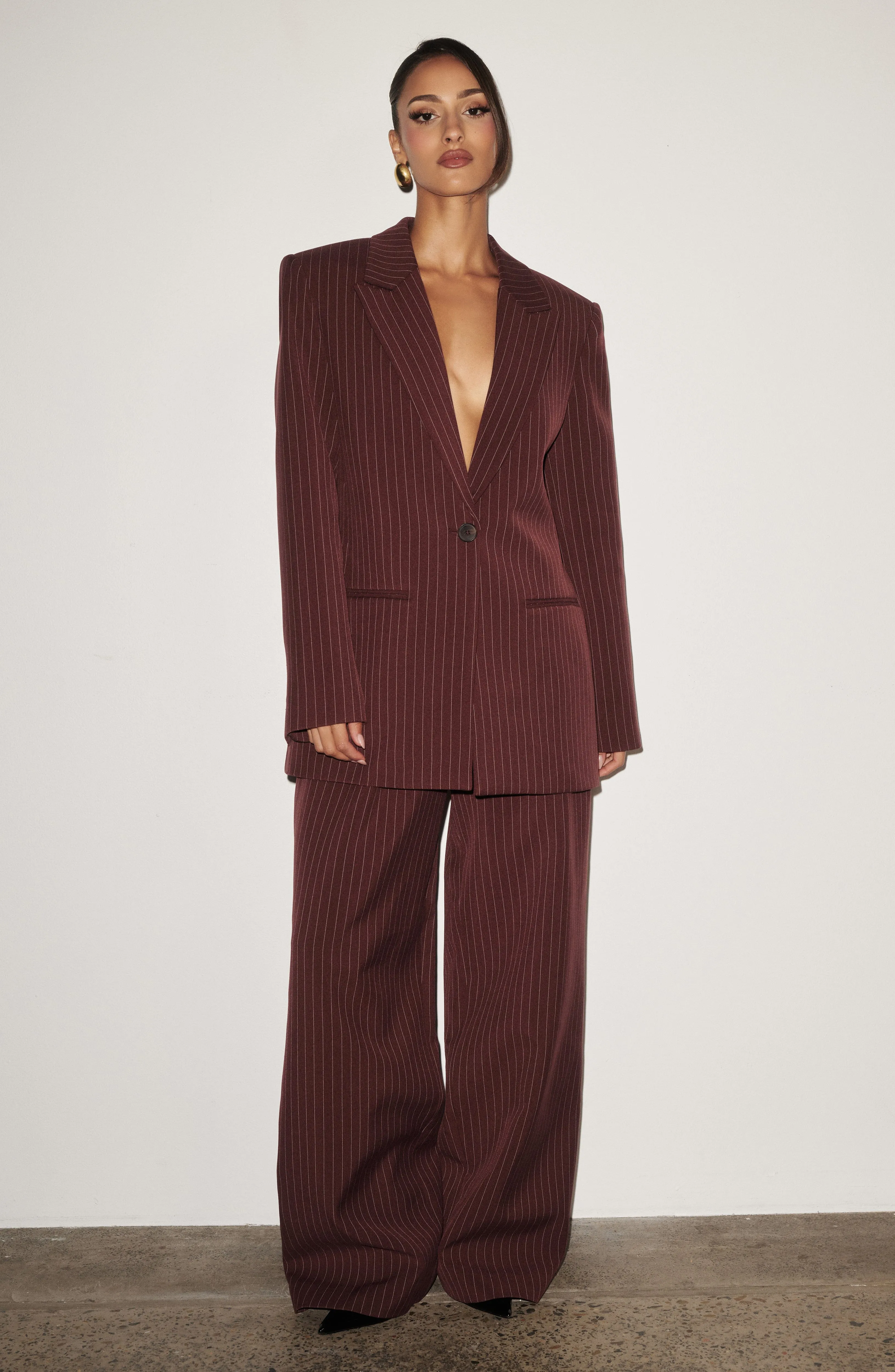 Reece Blazer - Burgundy Pinstripe sold by Babyboo Fashion product image thumbnail 4