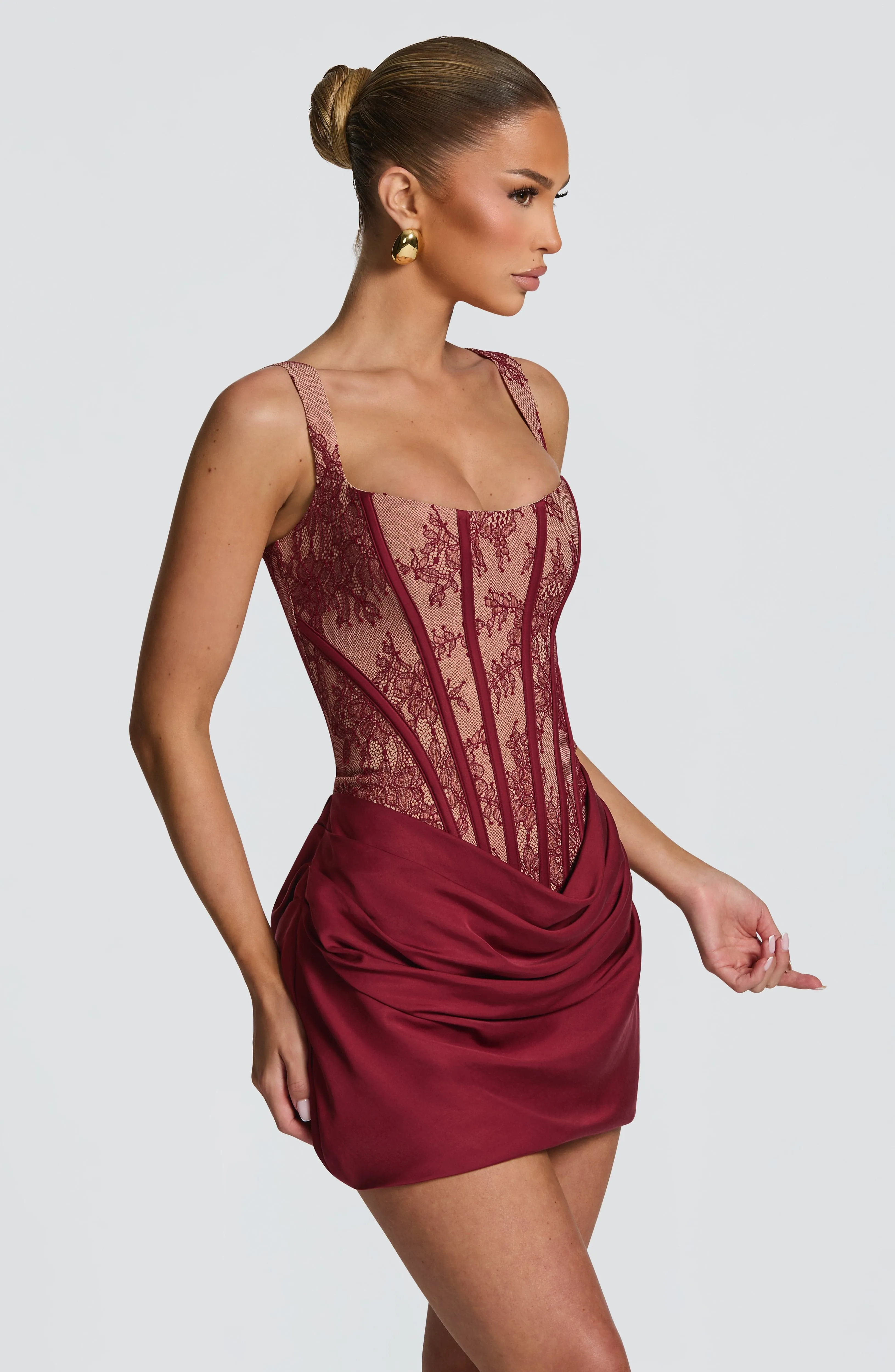 Cornelia Mini Dress - Burgundy Lace sold by Babyboo Fashion product image thumbnail 5