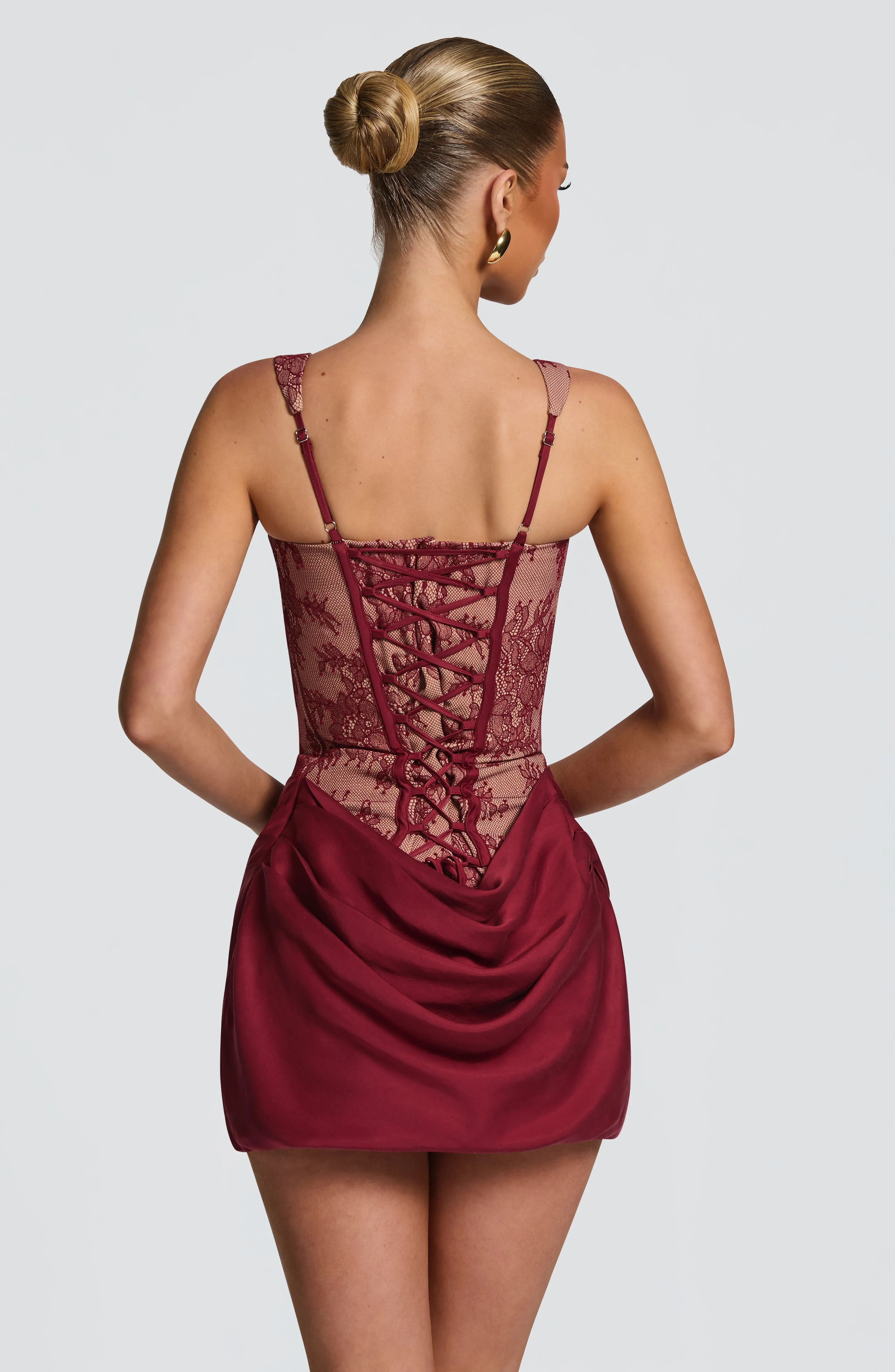 Cornelia Mini Dress - Burgundy Lace sold by Babyboo Fashion product image thumbnail 2