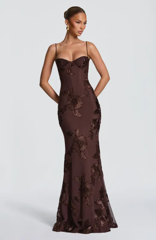 Nefertiti Maxi Dress - Plum Brown made by LF