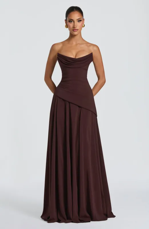 Patricia Maxi Dress - Plum Brown sold by Babyboo Fashion