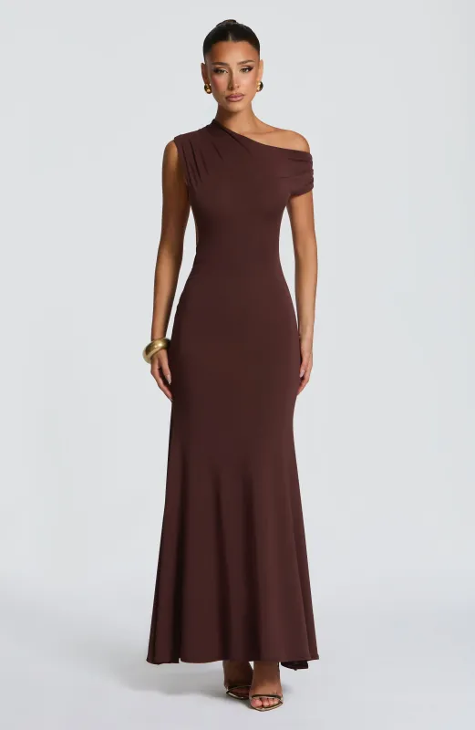 Fiora Maxi Dress - Plum Brown sold by Babyboo Fashion