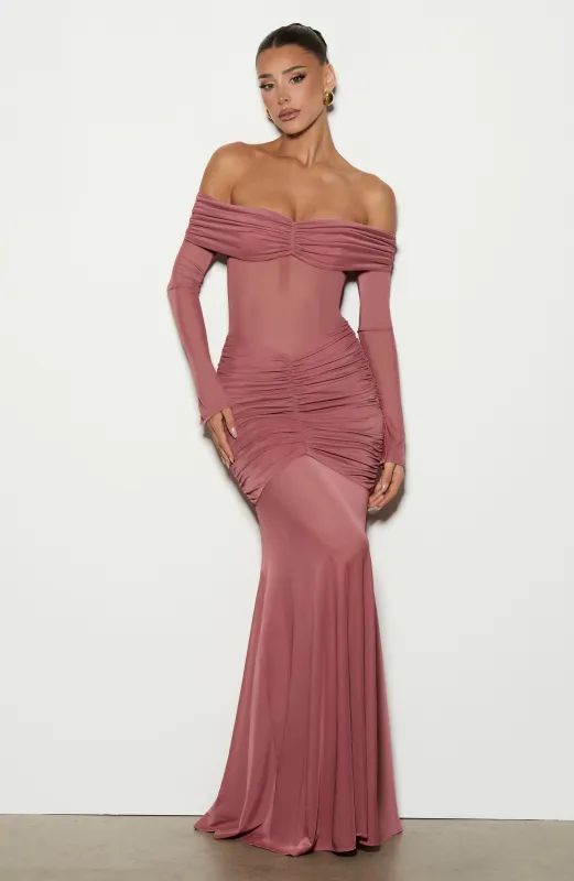 Arlena Maxi Dress - Rose Brown sold by Babyboo Fashion