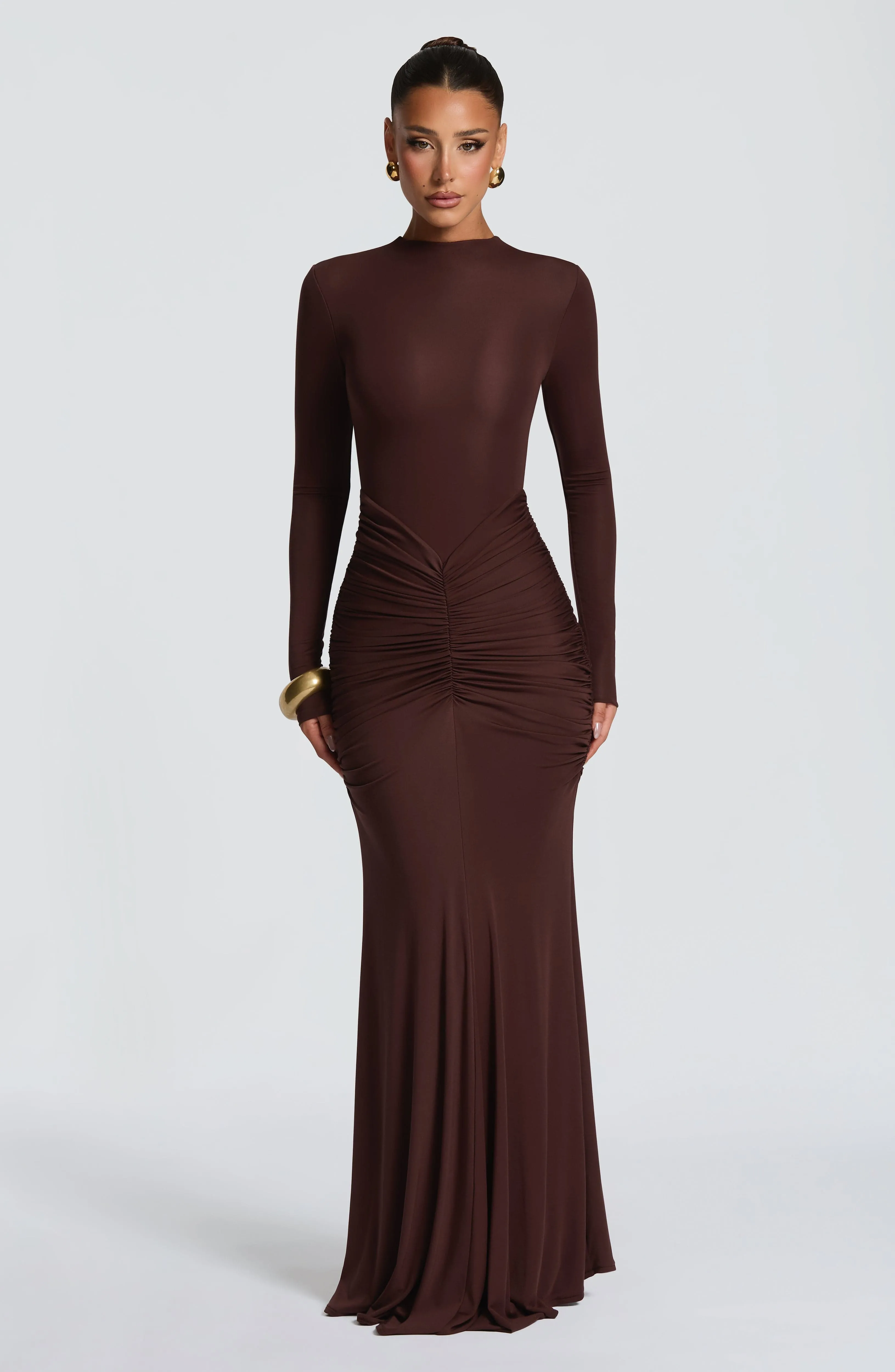 Oriane Maxi Dress - Plum Brown sold by Babyboo Fashion