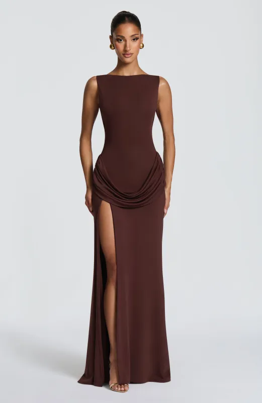 Bruna Maxi Dress - Plum Brown made by LF
