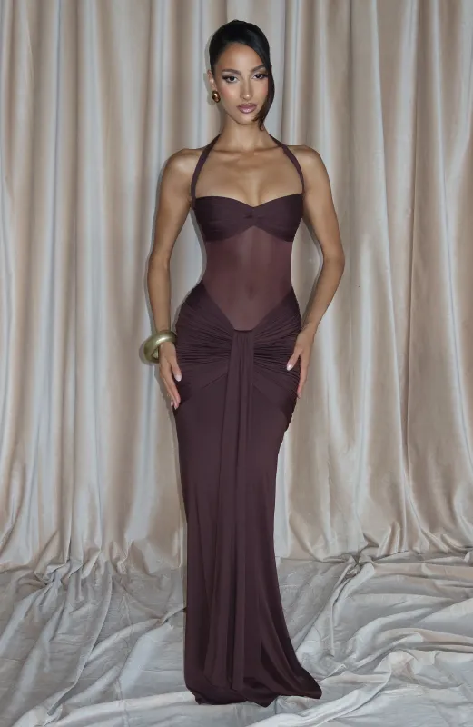Vixen Maxi Dress - Plum Brown made by Babyboo Fashion