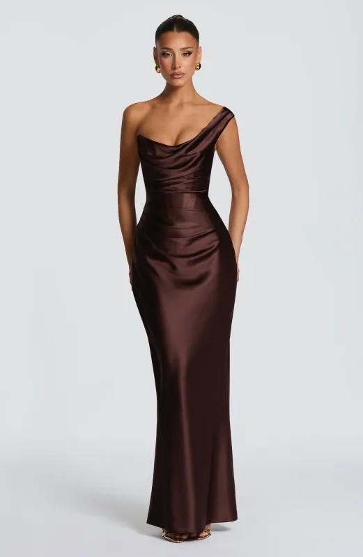 Thalassa Maxi Dress - Plum Brown made by Babyboo Fashion