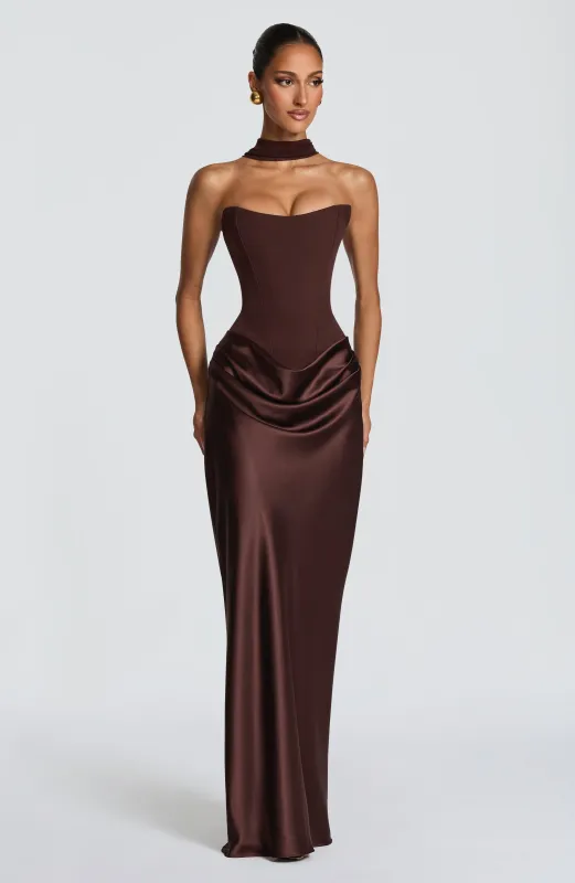 Maggie Maxi Dress - Plum Brown made by Babyboo Fashion