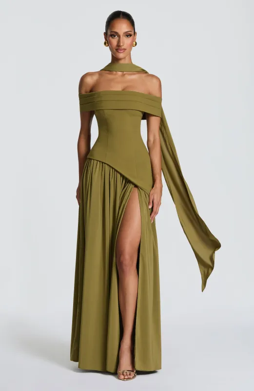 Delilah Maxi Dress - Deep Olive sold by Babyboo Fashion
