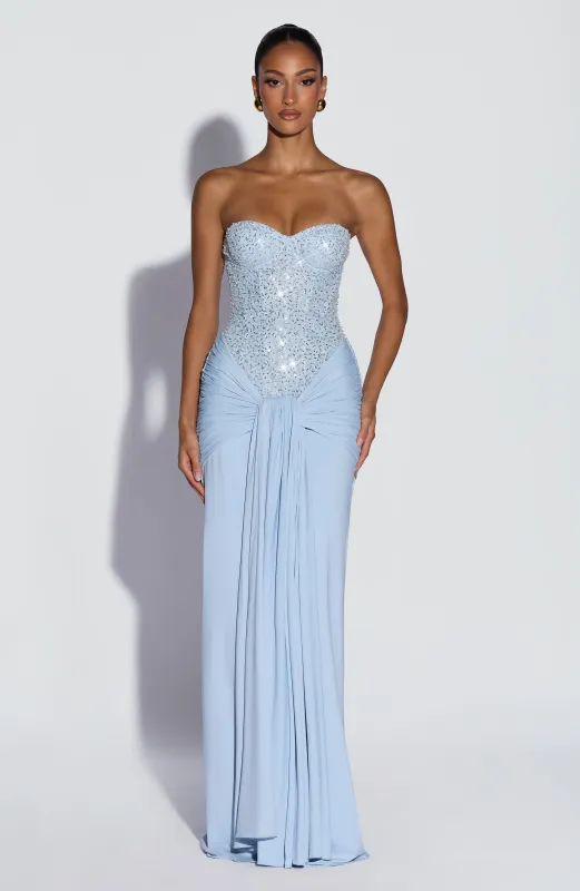 Carina Maxi Dress - Glacier Blue made by Babyboo Fashion