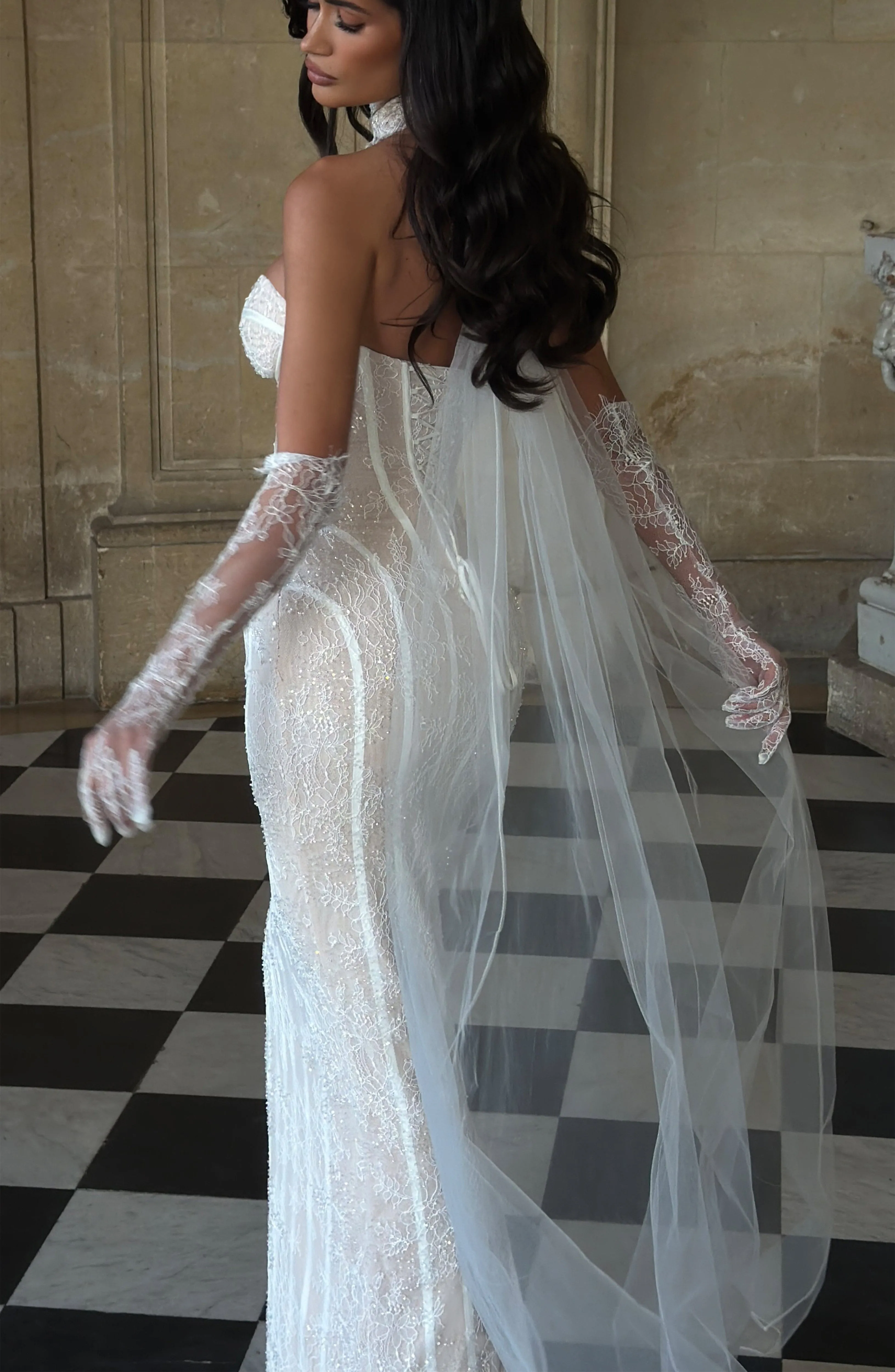 Ellie Lace Neck Veil - Ivory sold by Babyboo Fashion product image thumbnail 3