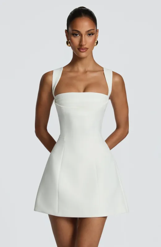 Iona Mini Dress - Ivory made by Babyboo Fashion