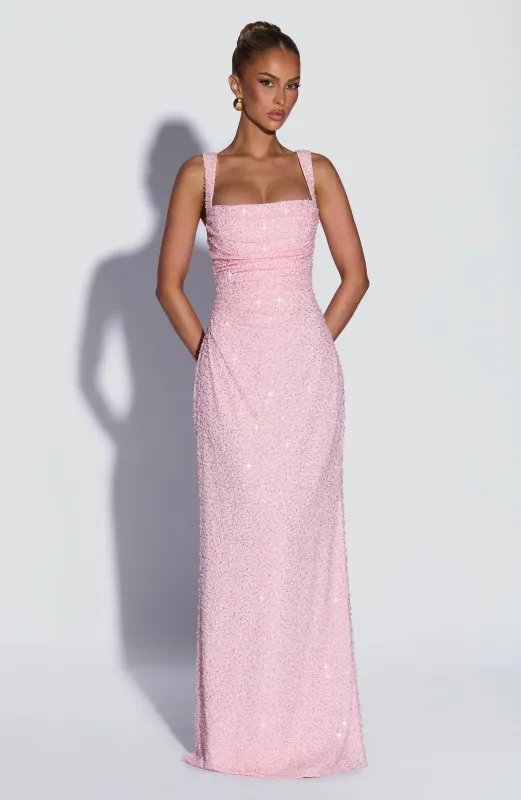 Calanthe Maxi Dress - Blush Sparkle made by Babyboo Fashion