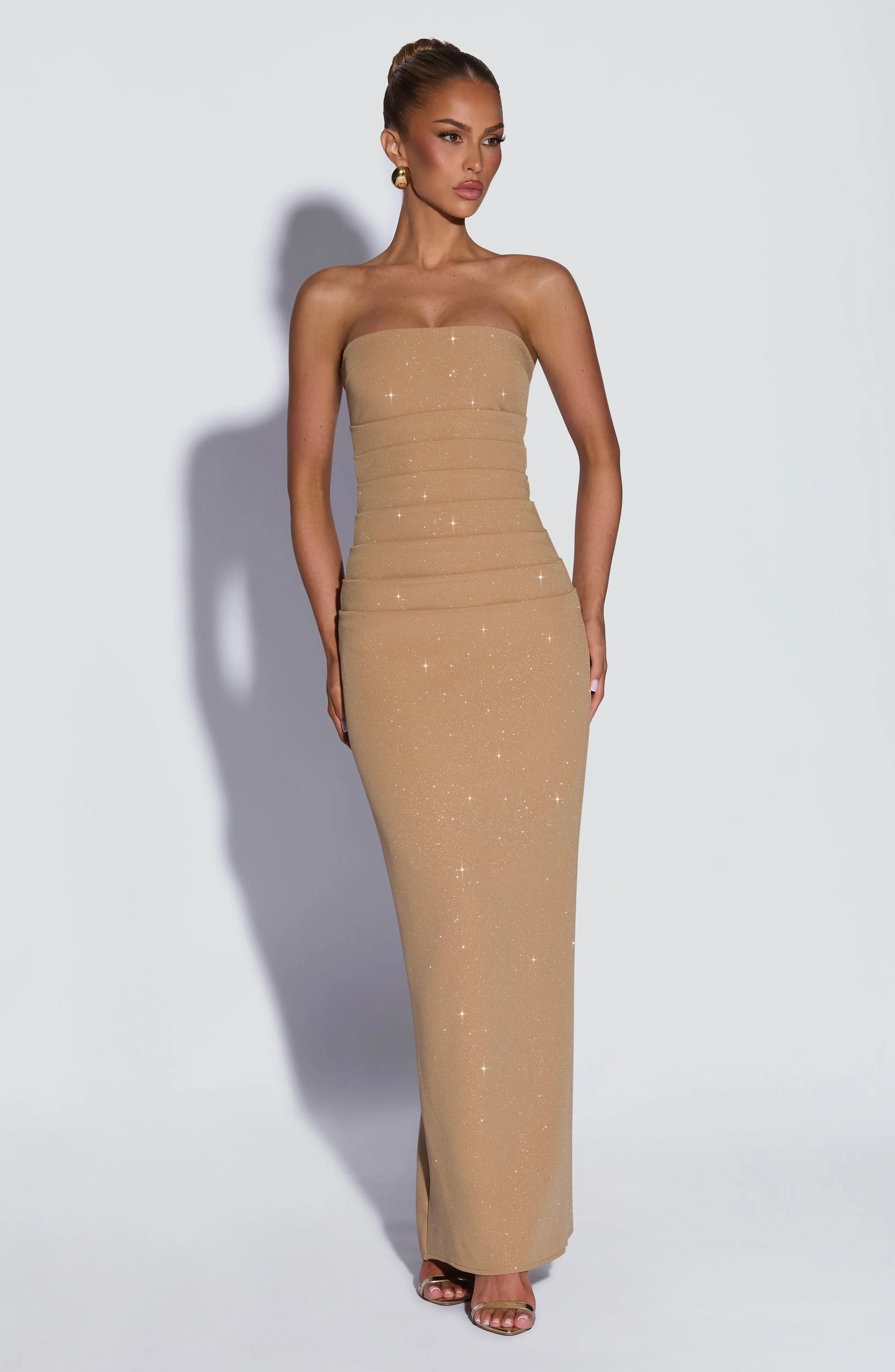 Pandra Maxi Dress - Gold Sparkle sold by Babyboo Fashion