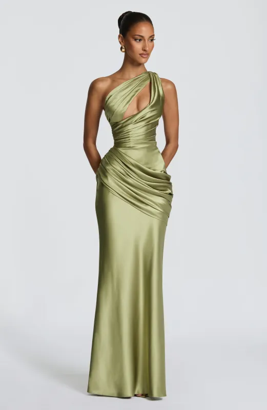 Emina Maxi Dress - Light Olive made by Babyboo Fashion