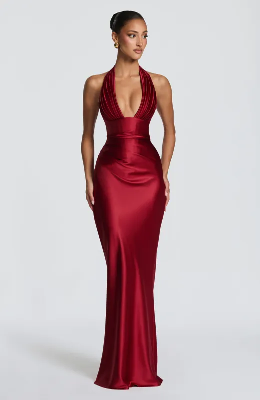 Elowen Maxi Dress - Deep Red made by Babyboo Fashion